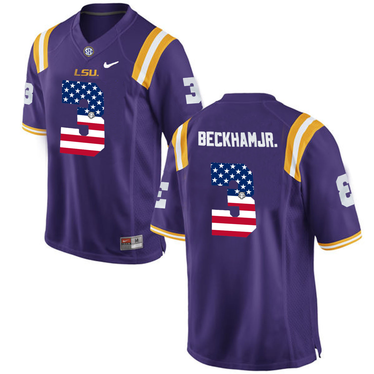 US Flag Fashion  Men LSU Tigers Odell Beckham Jr. #3 College Football Limited Jersey  Purple->ncaa teams->NCAA Jersey